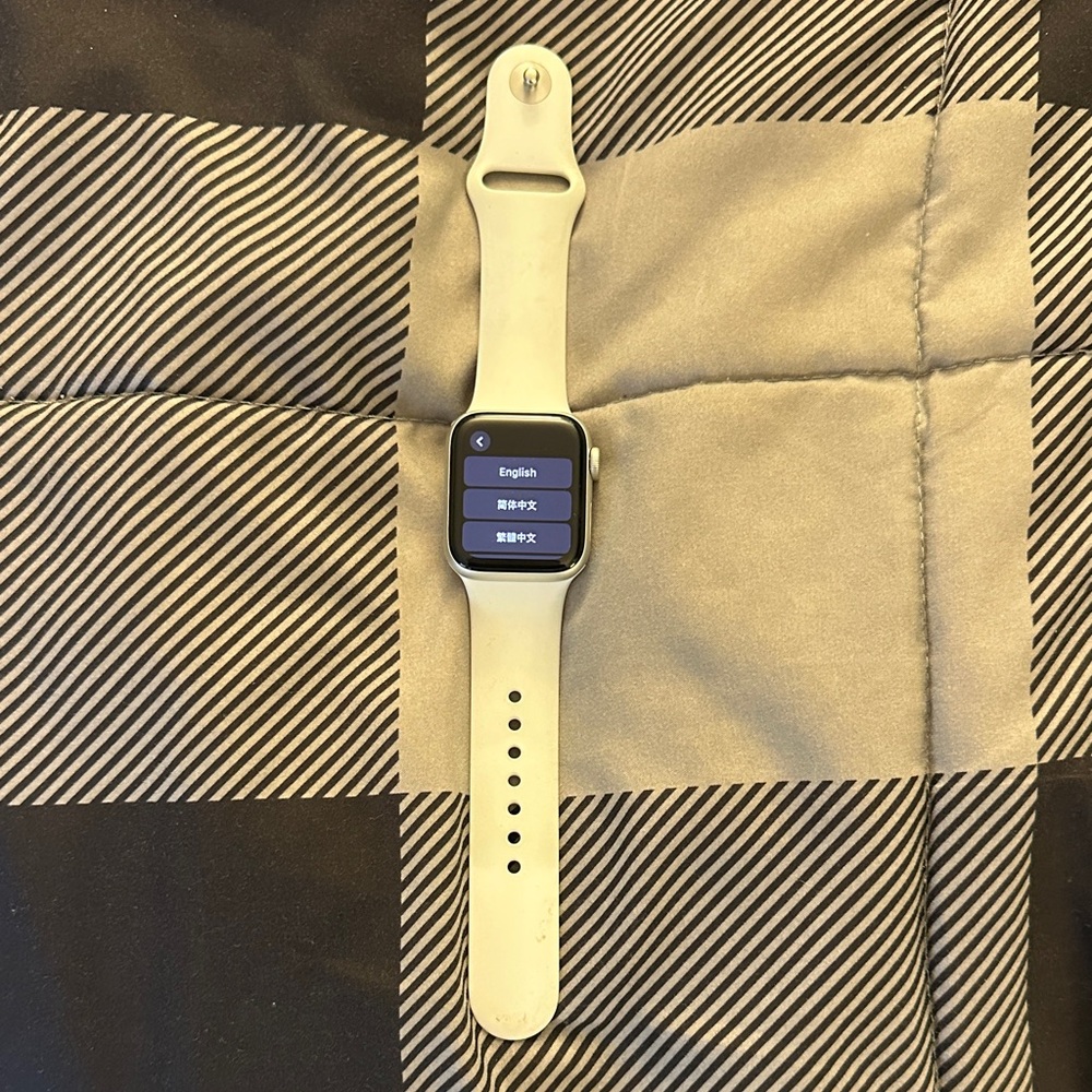 Smartwatch with Silver Case and Cream Band